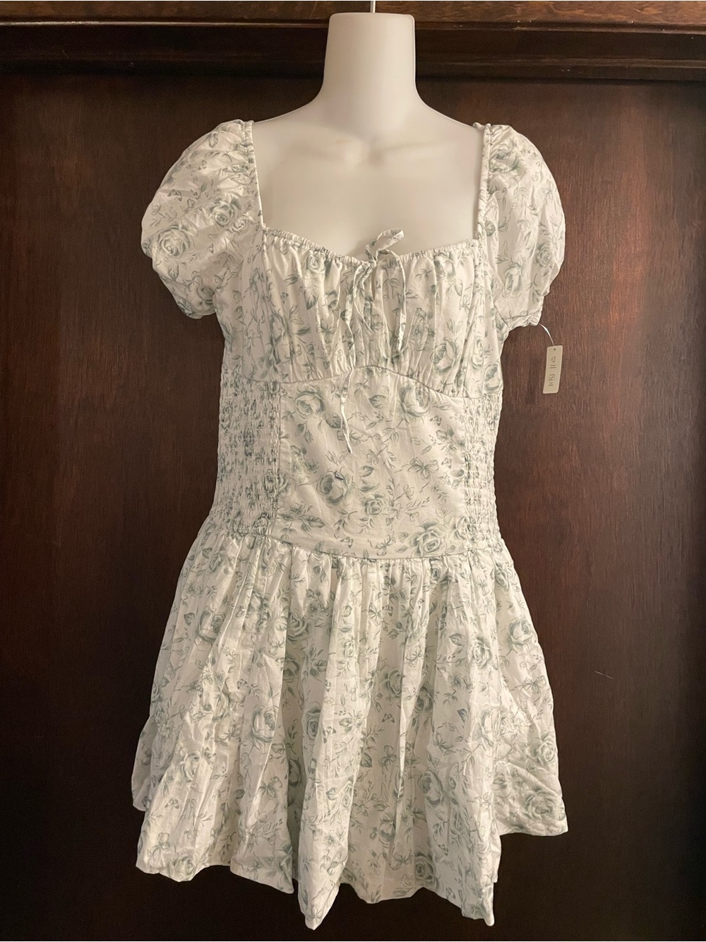 Hollister Brand Junior's Size Medium NWT Green & White Floral Mini Dress